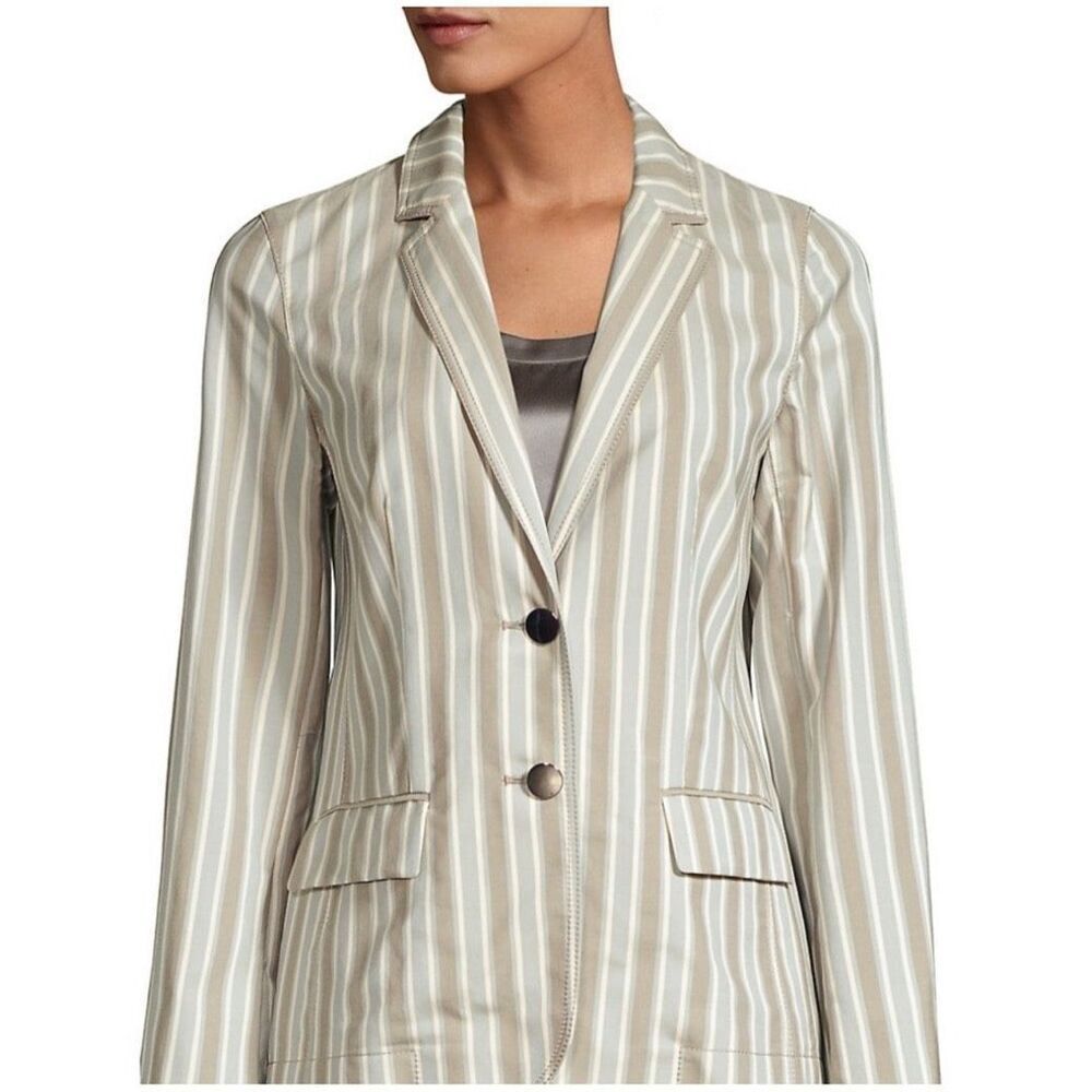 Lafayette 148 N.Y. Blue Striped 100% Cotton Blazer Jacket 6